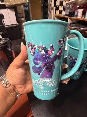 Disney 2017 Aqua Ceramic Mug with Galaxy Mickey Design